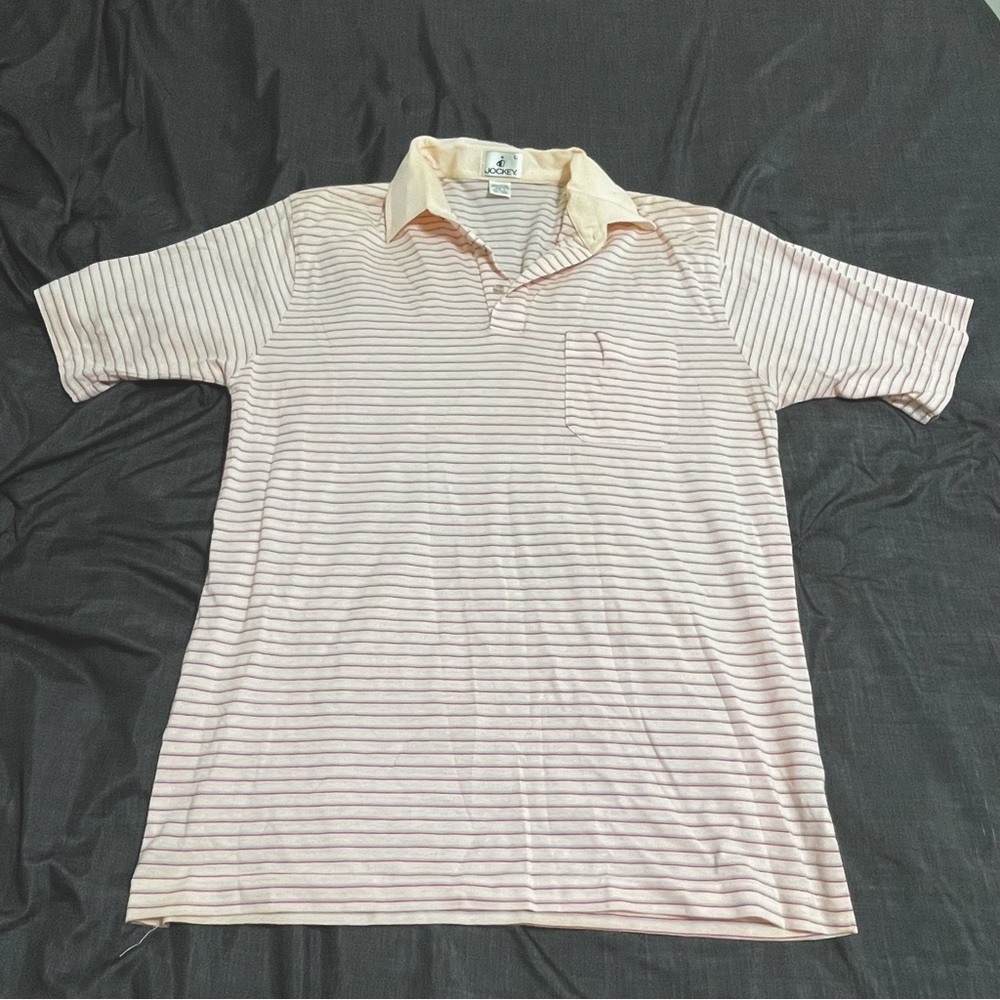 Vintage 80’s Jockey Men’s Striped Polo Shirt Size Large